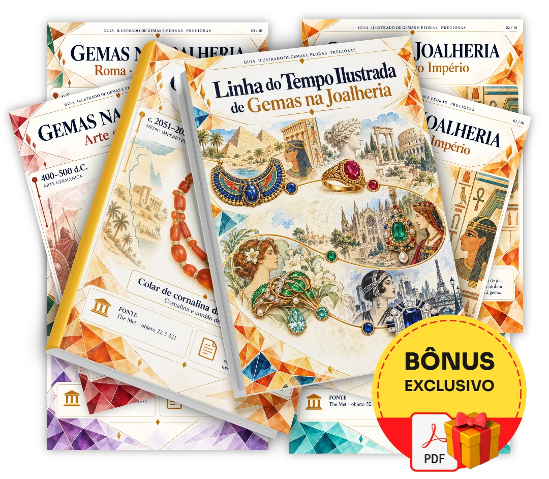 Linha do Tempo Ilustrada de Gemas na Joalheria
